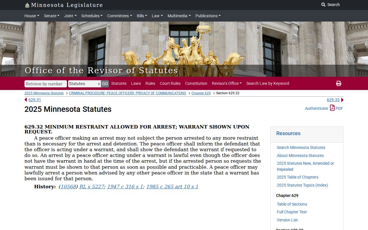Ramsey County warrant records statute text on warrant execution